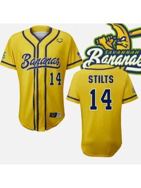 Dakota Stilts Albritton Savannah Bananas Jersey Yellow Stitched